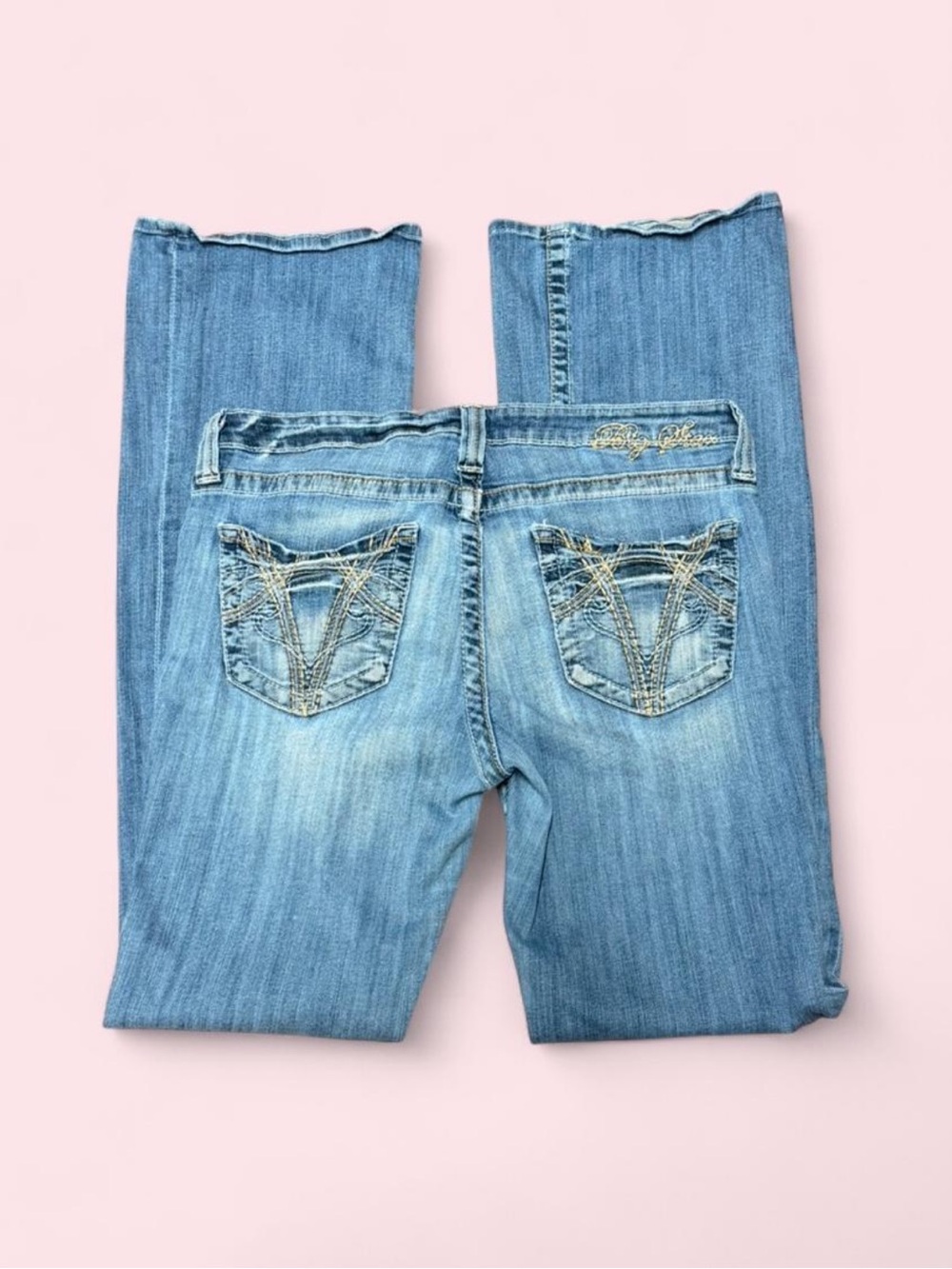 Big Star Sweet 20 Bootcut Jeans 31L Y2K Low Rise Stretch Distressed Embroidery